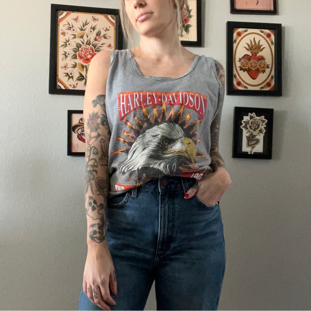 ❌SOLD❌Vintage stripped Harley Davidson tank top - Picture 4 of 8